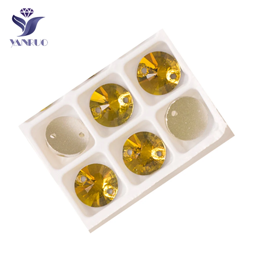 Topaz YANRUO 3200 круглые Пришивные Rivoil Стразы AAAAA с плоской задней частью платья стеклянные камни стразы для шитья камни для ювелирной одежды - Цвет: Topaz