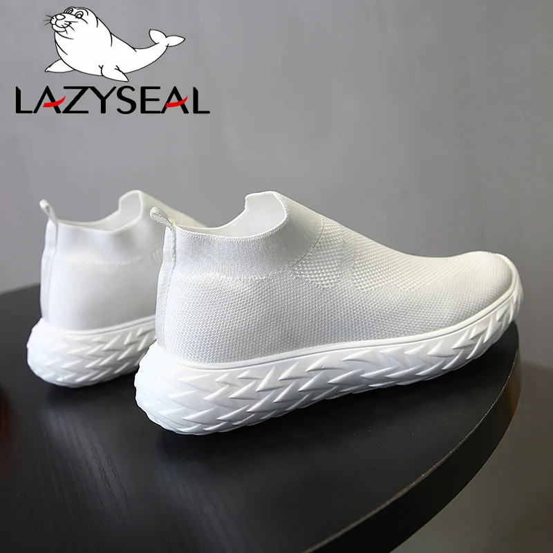 LazySeal; Новинка; женские ботильоны на платформе из сетчатого материала; женская дышащая обувь с круглым носком; слипоны на плоской подошве; женские кроссовки; женская обувь - Цвет: White