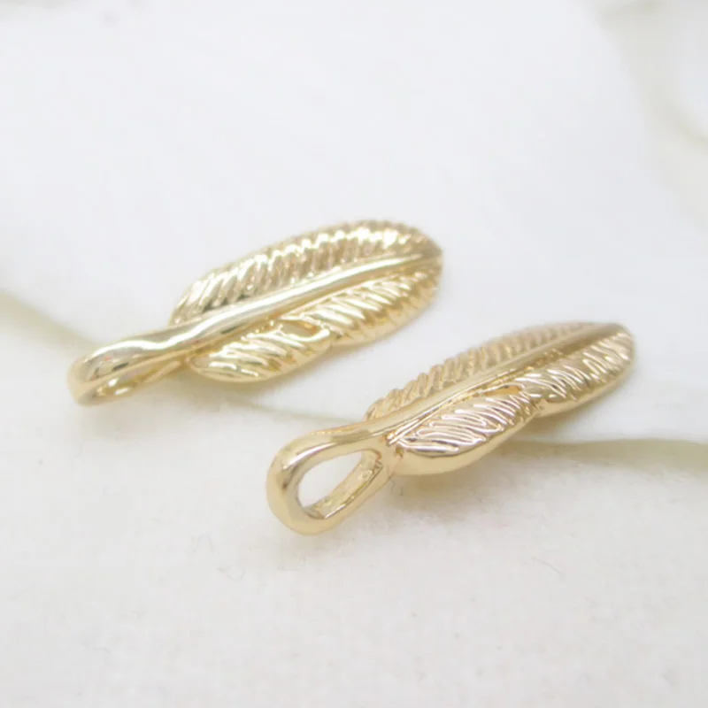 K цвет золотистый гравированный кулон в виде пера медные Подвески на