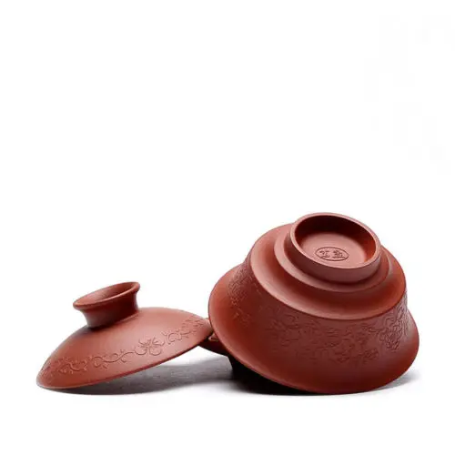 [GRANDNESS] Горячая Распродажа! Yixing Zisha глина красная Gaiwan чашка с блюдцем кунг фу чай 110