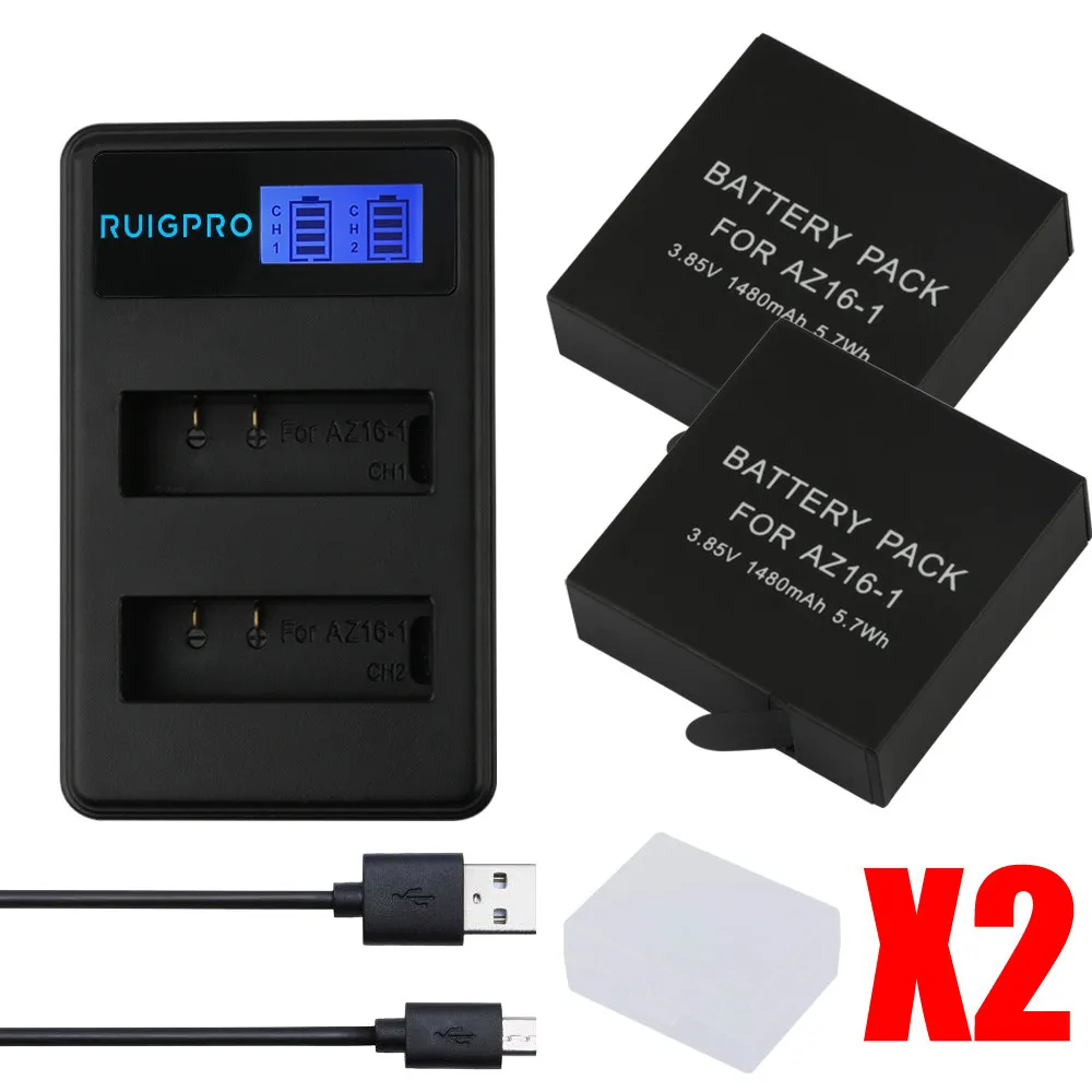 RP 1480mAh 3 85 V батарея AZ16 1 + LED USB слота зарядное устройство для Xiaomi Yi 2 4K оригинал Xiao Mi