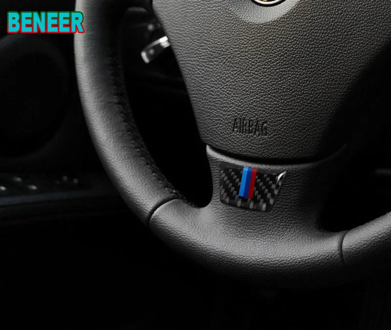 

2pcs Carbon fiber car steering wheel sticker car start switch sticker Interior sticker for BMW E90 E92 E89