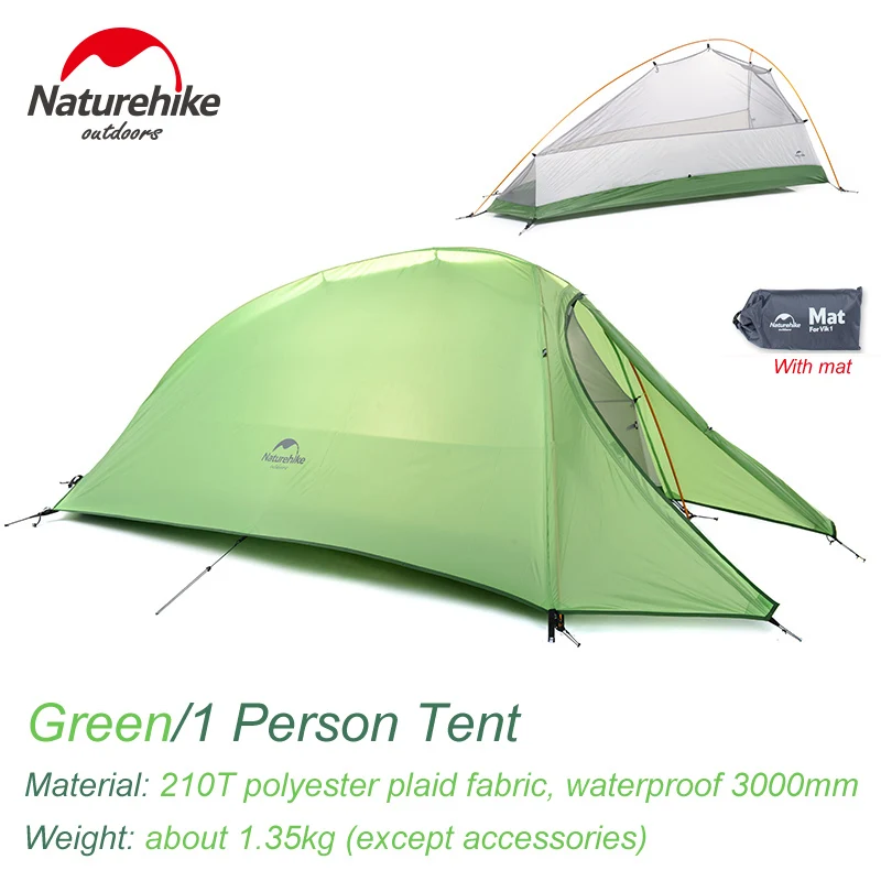 1Person Green NatureHike 1 2 3 человек Сверхлегкий открытая палатка кемпинговая палатка Водонепроницаемый 4 сезона Рыбалка туристический пляж зимние палатки 20D силикона - Цвет: 1Person Green