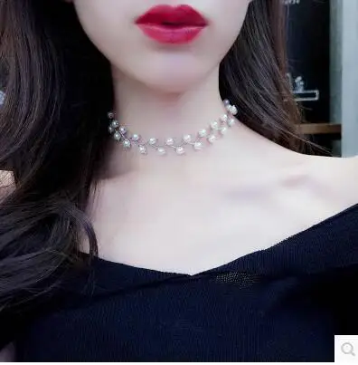 Панк 2020 Новое модное ожерелье Золотое простое короткое жемчужное до ключиц оптом