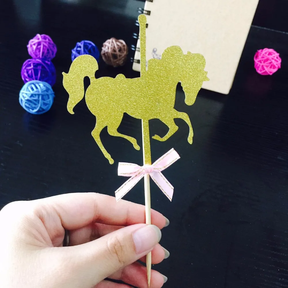 Золотые топперы для торта с единорогом пегасом 10 шт./Лот свадебные сувениры