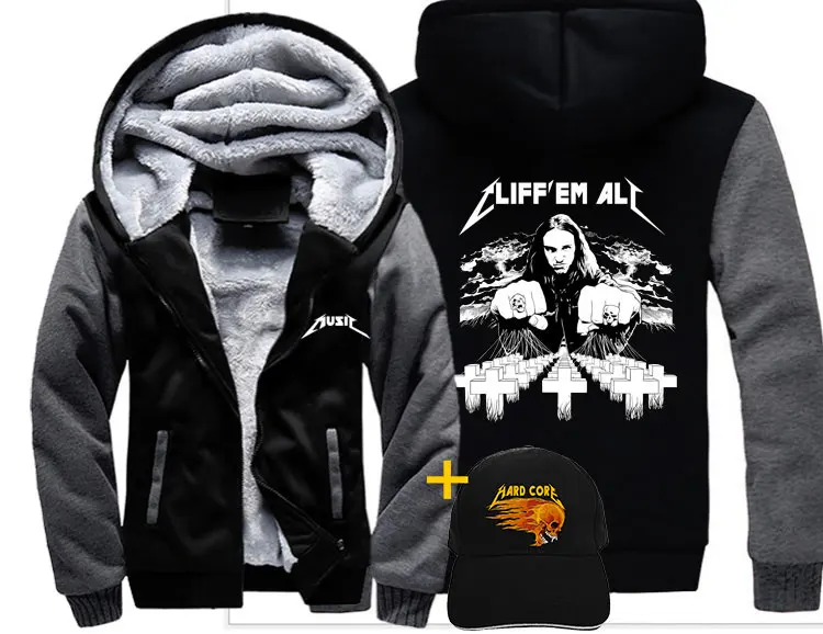 Style 1 Asian size Модное теплое толстое Мужское пальто для концерта с тяжелым металлом, зимняя теплая уличная бархатная Толстовка в стиле хип-хоп, толстовки с капюшоном - Цвет: Style 1 Asian size