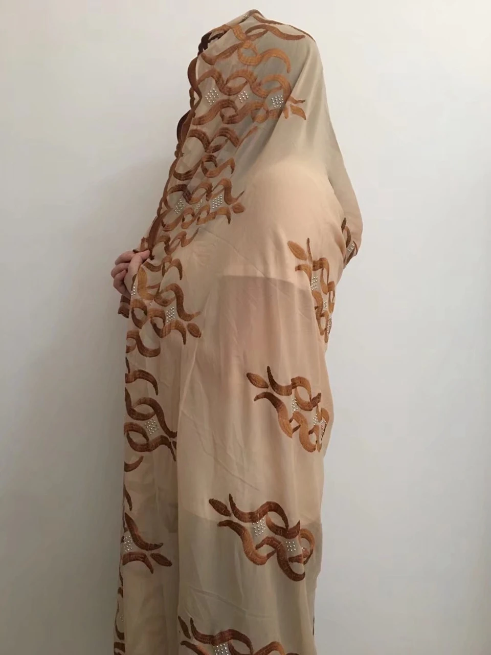 New Design African Muslim Long Scarf Fabric French Net Chiffon Shawl Headties Veil For Ladies MOXF-9 | Дом и сад