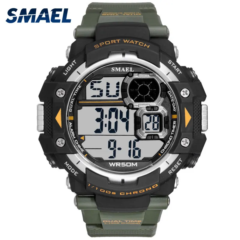 

Mens Digital Watches SMAEL Brand LED Men Watch Big Dial Alarm Clock Men Sport Watches Waterproof1379B Men Military Watches Army