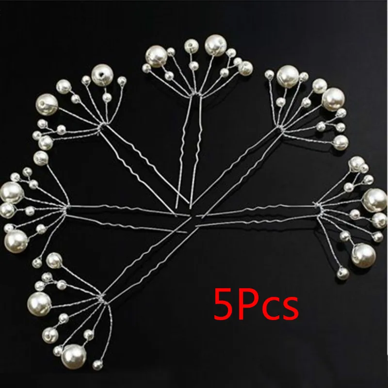 Style4 5Pcs Женские аксессуары для волос с жемчугом, бусинки, заколки для волос, конский хвост, держатель для девушек, цветок, свадебные заколки для волос, заколки, украшение для волос - Цвет: Style4 5Pcs