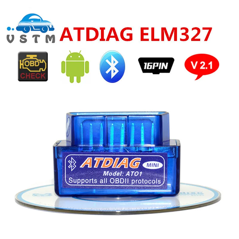 Автомобильный сканер кодов ATDIAG ELM327 ELM 327 v2.1 Bluetooth Супер Мини OBD2/OBDII поддержка всех