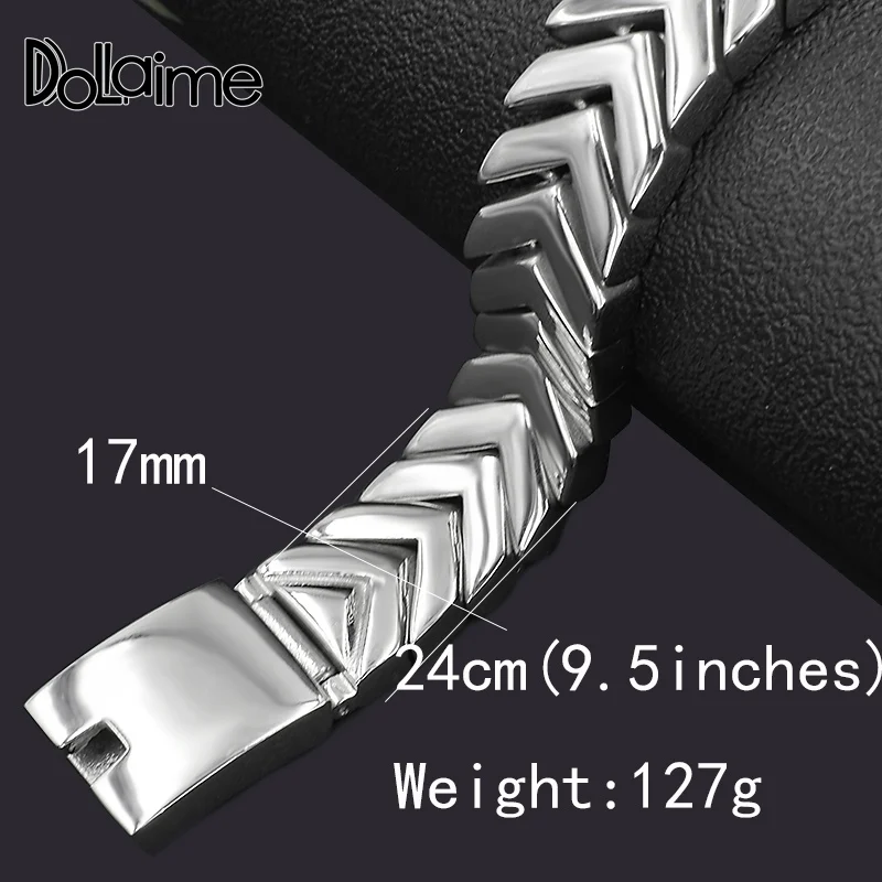 

Dolaime Stainless Steel Silver Color Arrow Shape Bracelet For Men Casual Wild Bracelet 24cm*17mm GB446