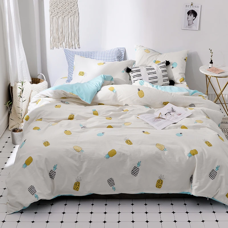 

AB side washing cotton Luxury Bedding Set Soft Bedclothes Duvet/Quilt Cover Bed Linen sheet set 4 Pieces Bedding Sets