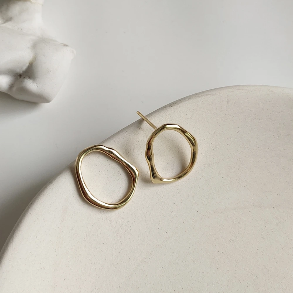 

Серьги-гвоздики Milimalist, асимметричные, круглые, золотые, серебряные, 925 пробы
