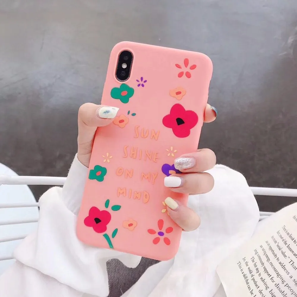 Конфеты цвет INS Цветы Чехлы для iphone XR милый Защита от солнца Цветочный чехол