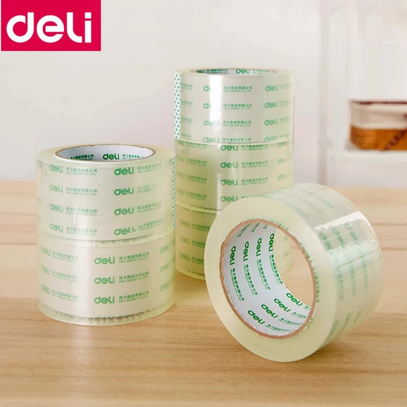 6 шт./лот Deli упаковочная лента 60 мм * 100y(91 м) 50 мкм и 48 150 мх45 прозрачная желтая
