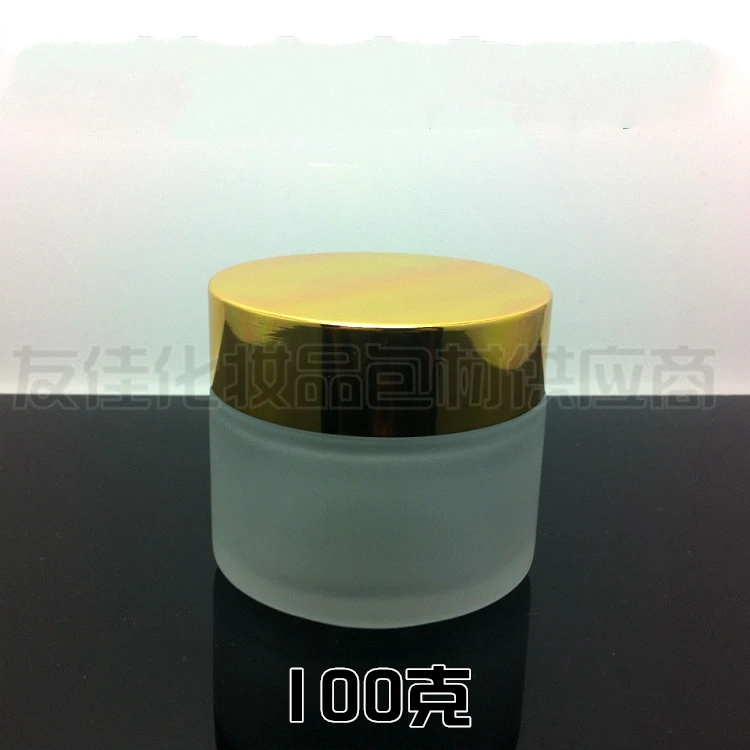 100g clear frosted glass cream jar with shiny gold aluminum lid 100 grams cosmetic packing for sample/eye bottle | Красота и здоровье