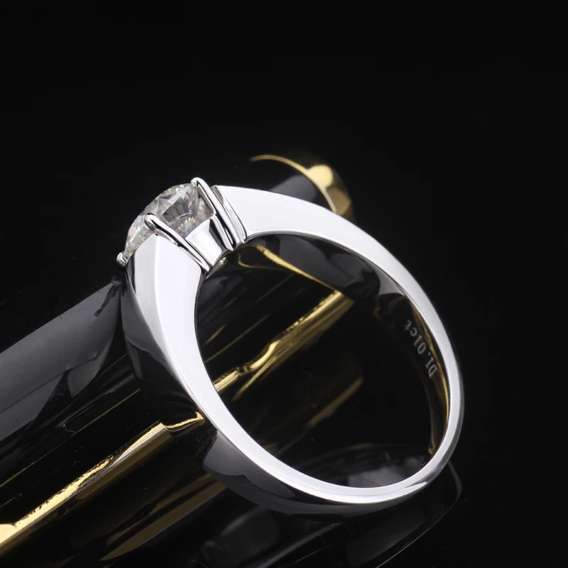 Однотонное 18k белое золото классический стиль круглый бриллиантовый огранка