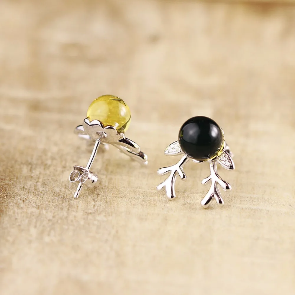 L&ampP Mexico Amber Reindeer Stud Earrings For Women 100% 925 Sterling Silver Fine Jewelry Birthday gift | Украшения и аксессуары