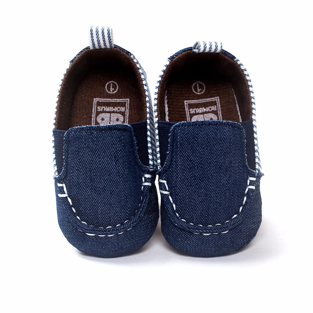 

Classic Style Dark Blue Canvas Baby boy Spring/Autumn Shoes Comfortable Soft Cotton Sole Slip- On First Walkers HOT SELL