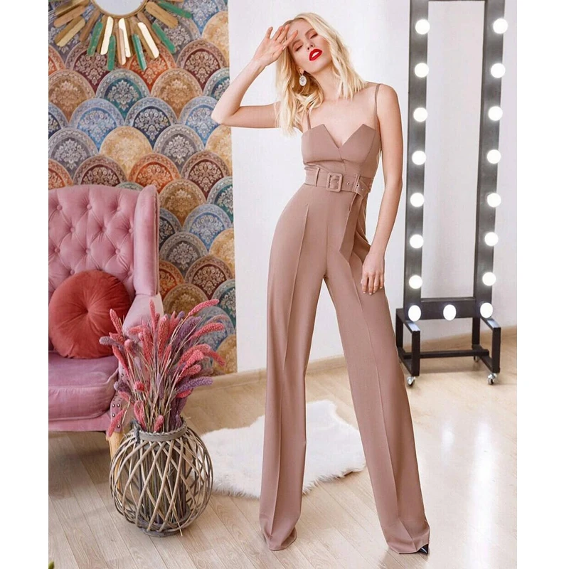 

summer jumpsuit 2019 sexy deep v-neck backless romper women elegant khaki celebrity chic party clubwear sexy bodysuits wholesale