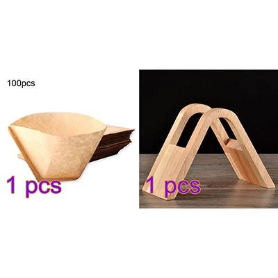 Paper and Holder Кофе фильтр бумажный деревянный держатель простой кофе фильтры диспенсер стеллаж для хранения бумажных салфеток полка кофе бар поставки инструмент - Цвет: Paper and Holder