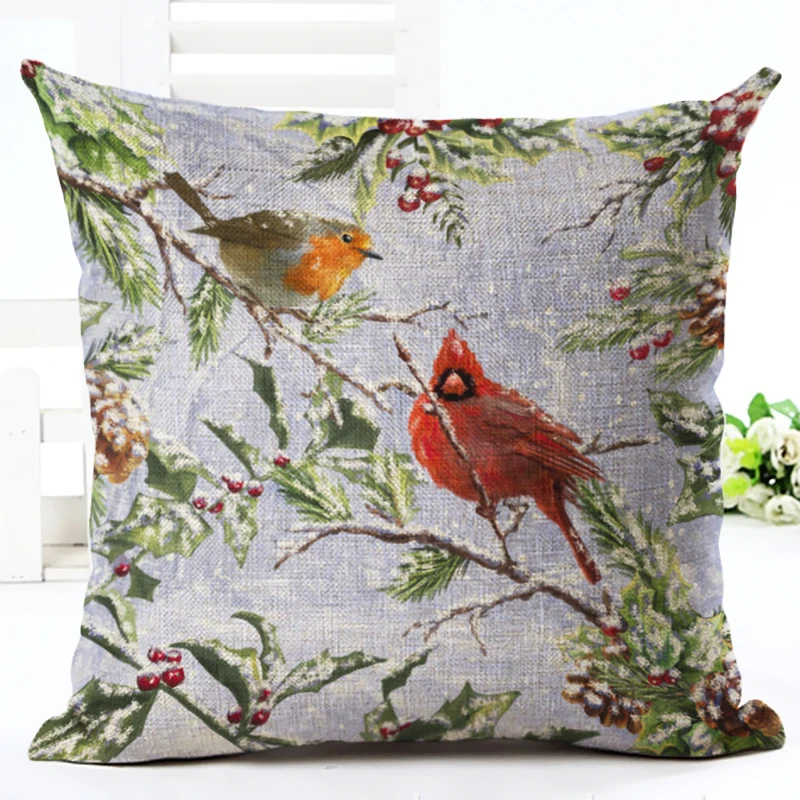 2016 Горячая продажа Рождество снежные птицы домашняя декоративная подушка для