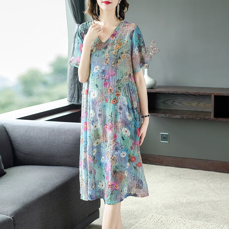 Plus size Dresses Floral Women Casual Long Loose Summer Beach Party Dress Elegant Vestidos Clothes 2019 Ladies dresses | Женская одежда