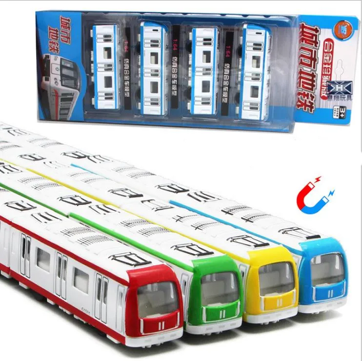 

Игрушки из магнитного сплава в масштабе 1:64, модели вагонов метро, литые под давлением металлические модели игрушек, детские подарки, беспла...