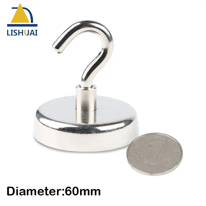 Сильный Круглый Магнитный крючок LISHUAI 1 шт. D60/сверхмощная неодимовая магнитная