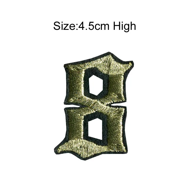 8 gold Metal patch 1 шт., высота 4,5 см, 0-9, черный, красный, черный, золотой, металлические Цифры, Смешанные Вышитые нашивки, Пришивные железные бейдж-украшения для одежды - Цвет: 8 gold Metal patch