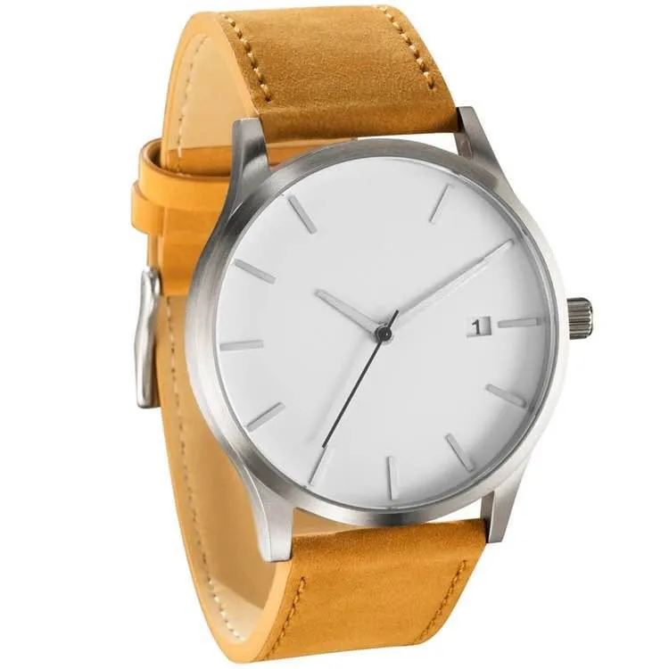 Reloj 2019 Мода Большой циферблат военные кварцевые мужские часы с кожаным ремешком