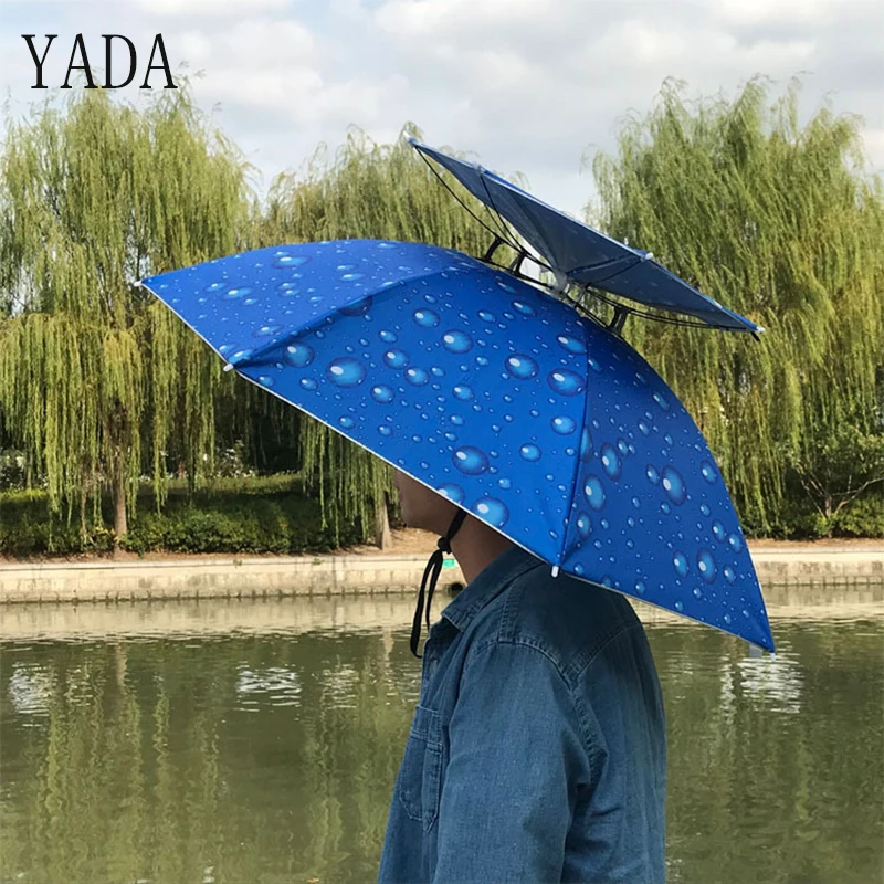 YADA креативные портативные рыболовные шапки двойной складной зонт дождевой