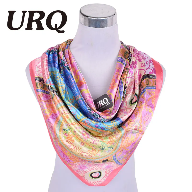 Брендовый дизайнерский зимний шелковый шарф со звездами квадратный атласный