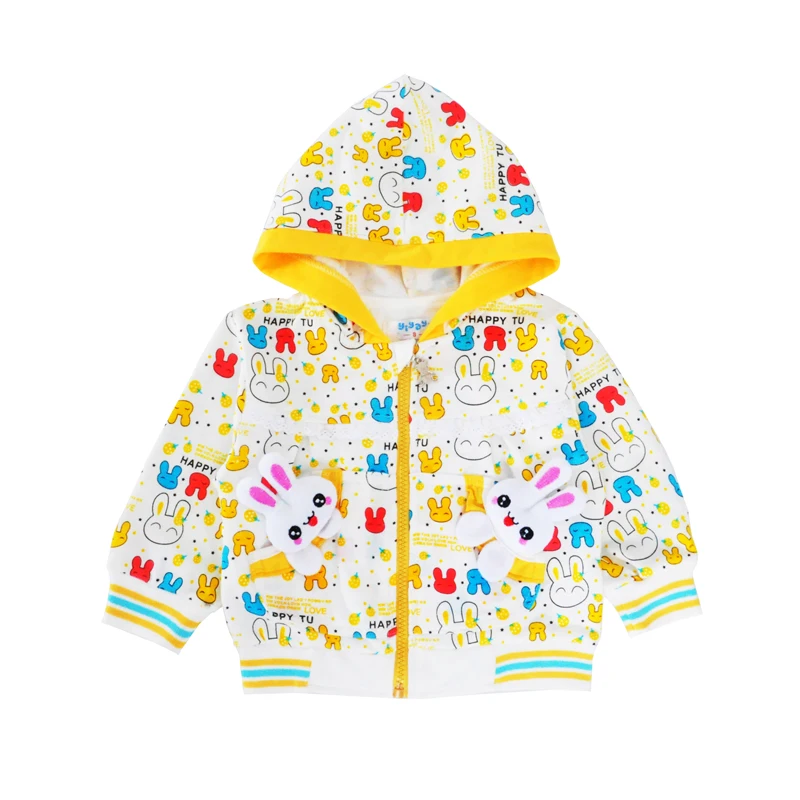 SOSOCOER Newborn Baby Girl Clothes Set Hooded Zipper Coat Cartoon Bunny T Shirt Long Pants 3pcs Spring Outfits Clothing | Детская одежда