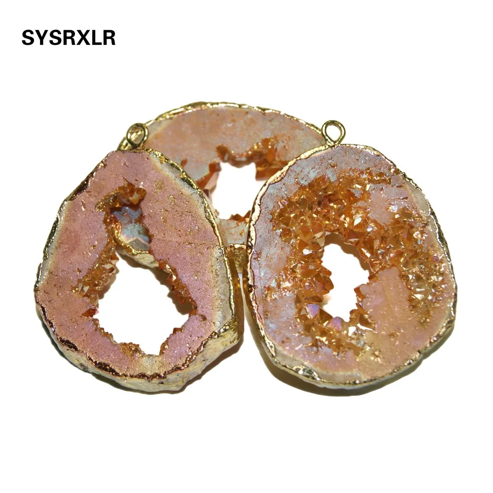 Оптовая продажа высокое качество натуральный жеод кулон уникальная форма