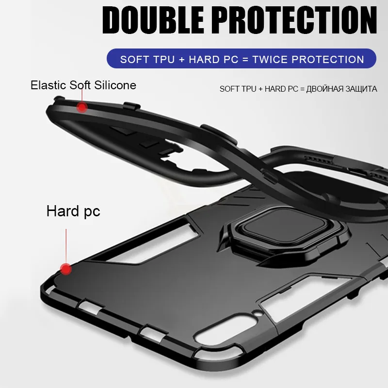 Luxury Armor Soft Bumper Case On The For Samsung Galaxy A7 2018 A10 A30 A20 A70 A60 A50 M30 M20 M10 Shockproof Ring Cover |
