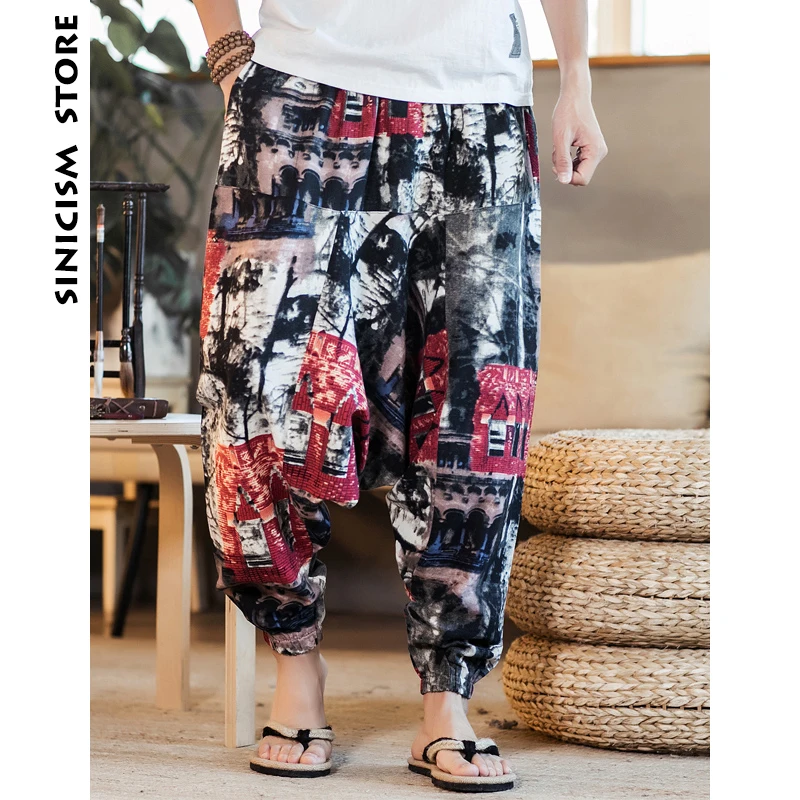 Sinicism Store мужские шаровары 2019 Мужская Уличная одежда брюки с цветочным рисунком
