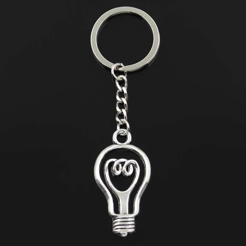 Fashion Lightbulb Bulb 46x24mm Pendant 30mm Key Ring Chain Bronze Silver Color Men Car Gift Souvenirs Keychain Dropshipping