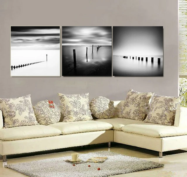 3 шт. настенные картины с изображением черных и белых облаков|picture for living room|painting