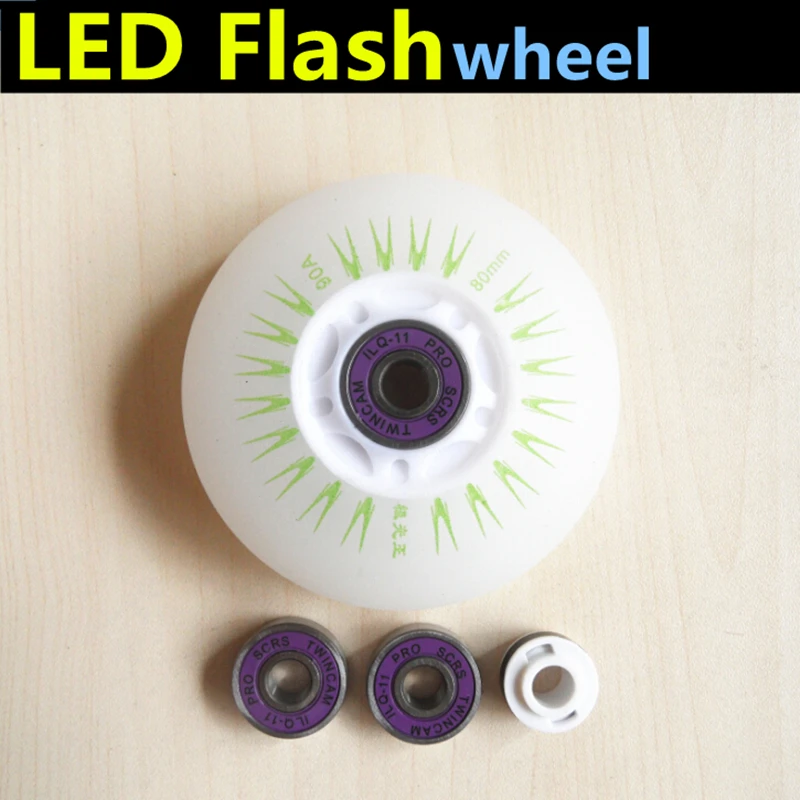 Wheel+Bearing 64mm 68mm 70mm 72mm 76mm 80mm LED Flash Roller Skating Wheel ILQ-11 608 Bearing Magnet Core for SEBA High FRM Igor