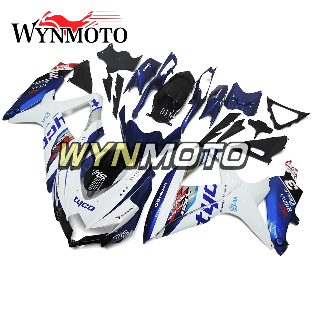 

White Blue Complete Fairings Kit For GSXR600 GSXR750 2008 2009 2010 08 09 10 K8 Injection Bodywork Kit