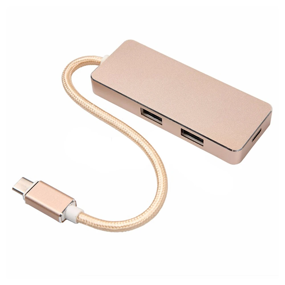 20pcs Portable USB 3.1 Type C to 2 3.0 HUB silver pink adapter for MacBook 12" | Электроника