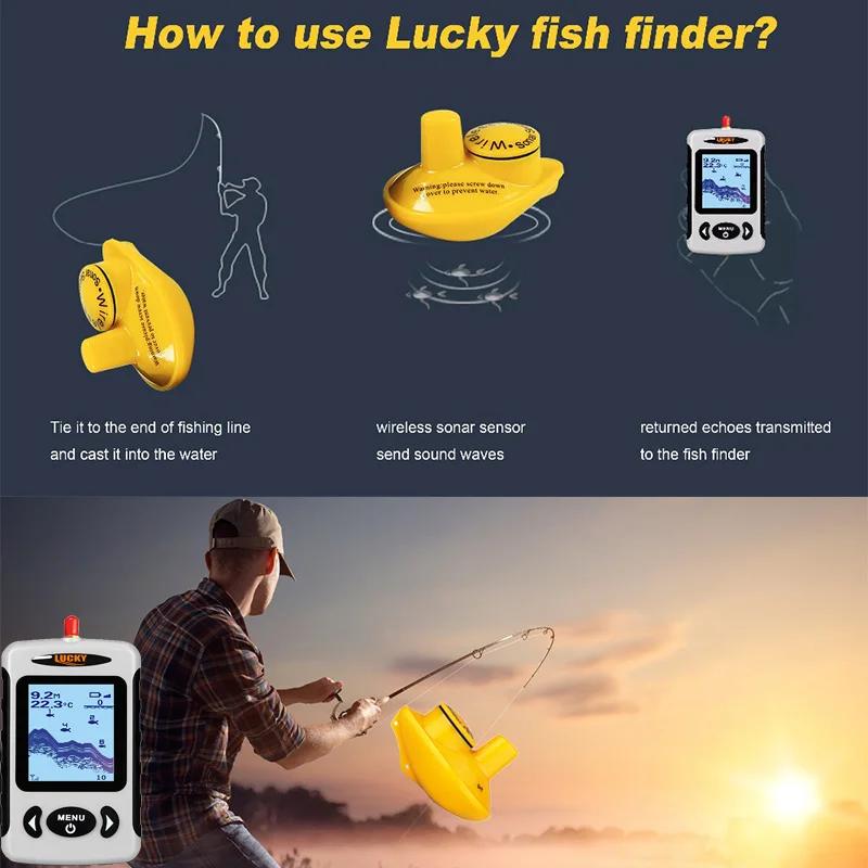 Беспроводной глубинный эхолот Lucky рыболокатор для лодки беспроводной с