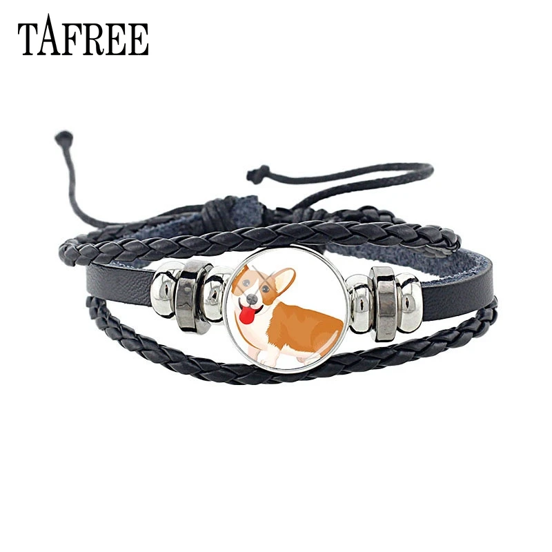 TAFREE Fashion Braided Multilayer Leather Bracelet Lovely Dog Picture Handmade Rope Wrap Bracelets &amp Bangles Jewelry E771 | Украшения и