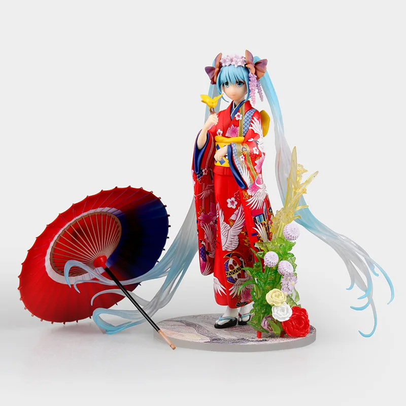 Аниме Рисунок 20 см Hatsune Miku кимоно косплей 1/8 Масштаб Окрашенные ПВХ фигурку Модель