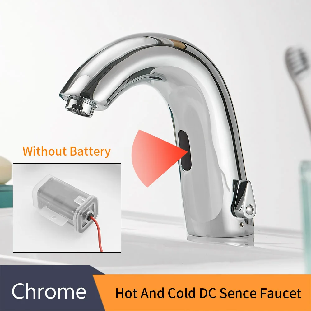 Chrome 8909DC Кран для раковины, автоматический кран, инфракрасный кран для раковины ванной комнаты, Бесконтактный Индуктивный Электрический кран для туалета, смеситель для мытья воды 8906 - Цвет: Chrome 8909DC