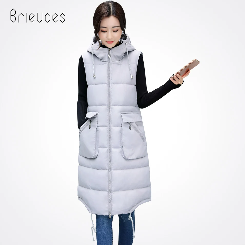 Brieuces однотонный Длинный свободный большой карман размера плюс на молнии Осень