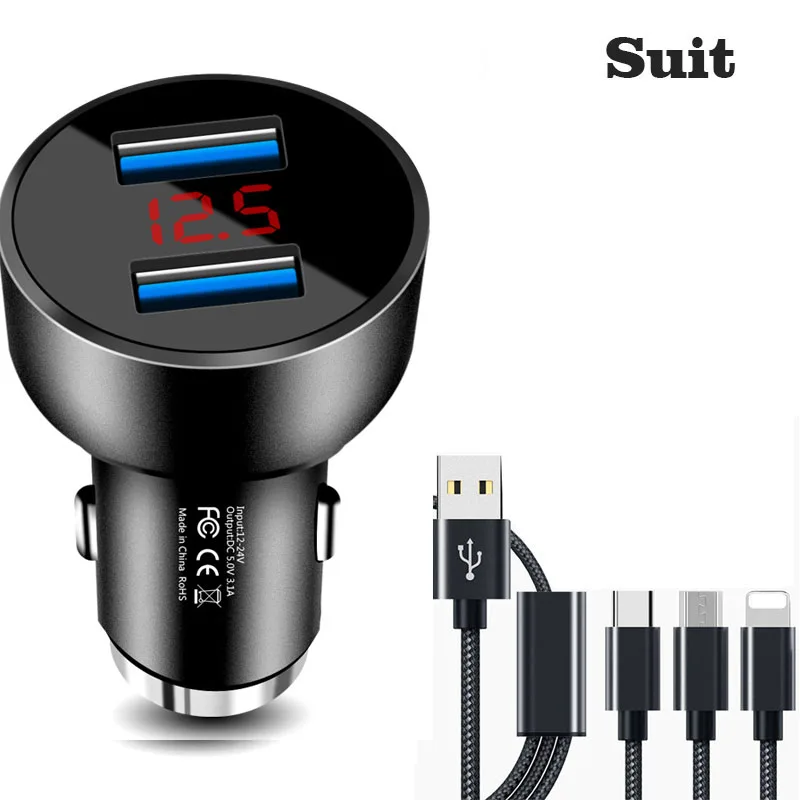 USB светодиодный дисплей автомобильное зарядное устройство для Iphone 11pro max 11 pro 5s 6s 7