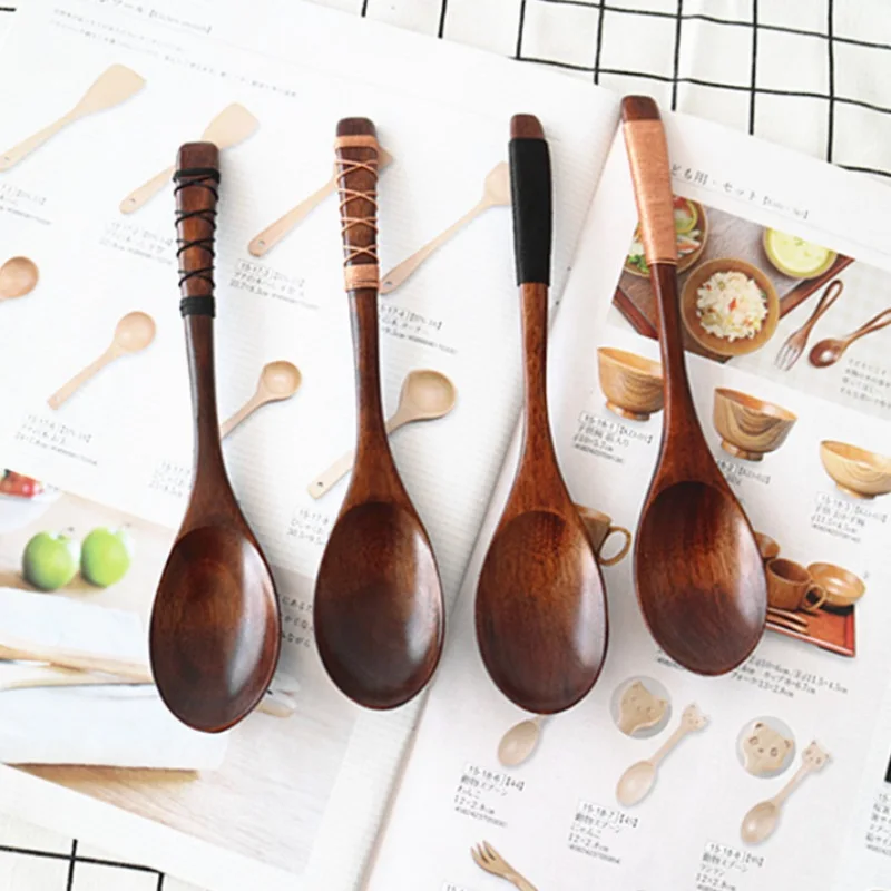 Деревянная кухонная ложка вилка для салата детей чайная посуда ложки супа|Ложки|