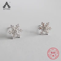2018 fine jewelry high quality 925 sterling silver earrings for women exquisite dazzling zircon snowflake earrings
